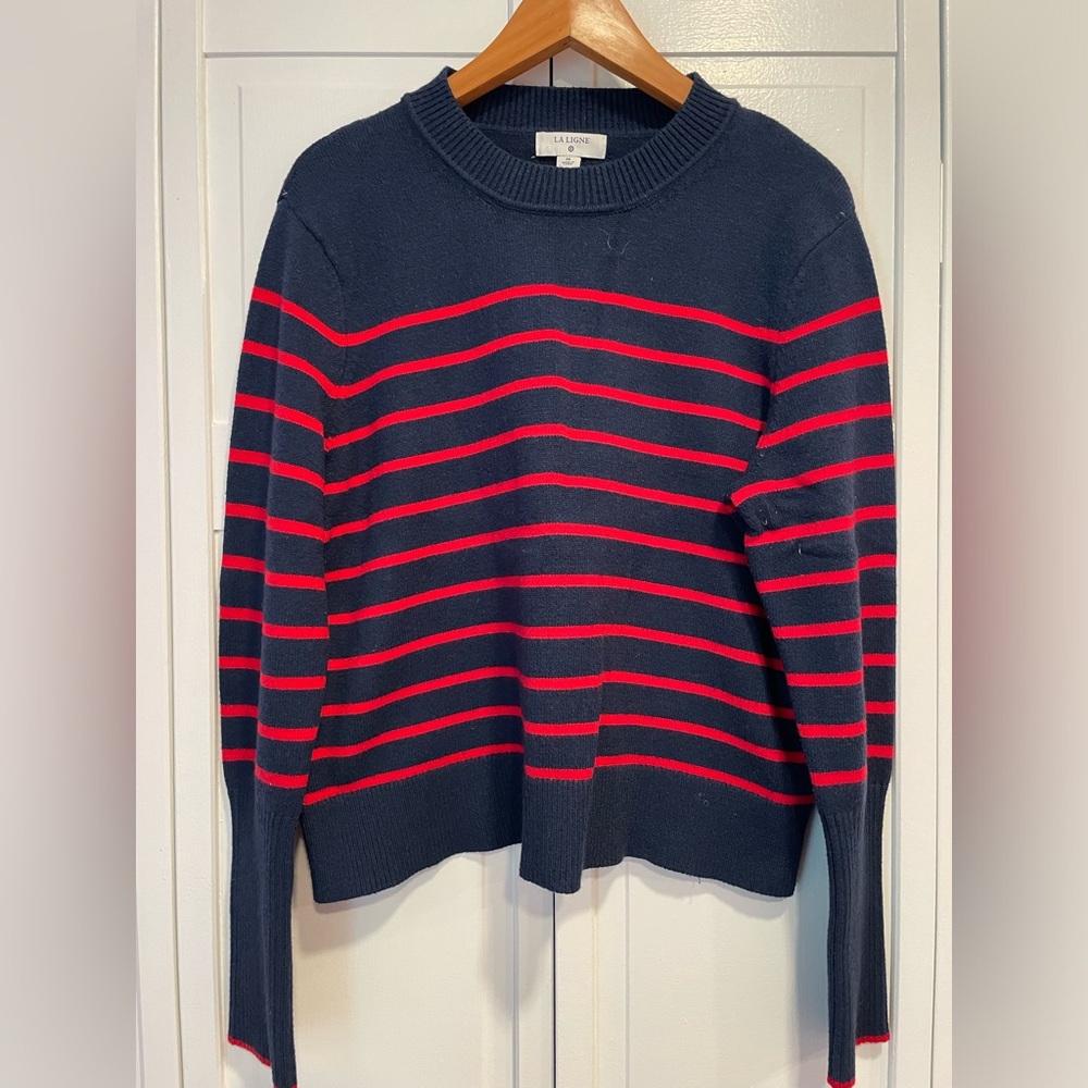 La Ligne for Target Navy and Red cropped stripe sweater